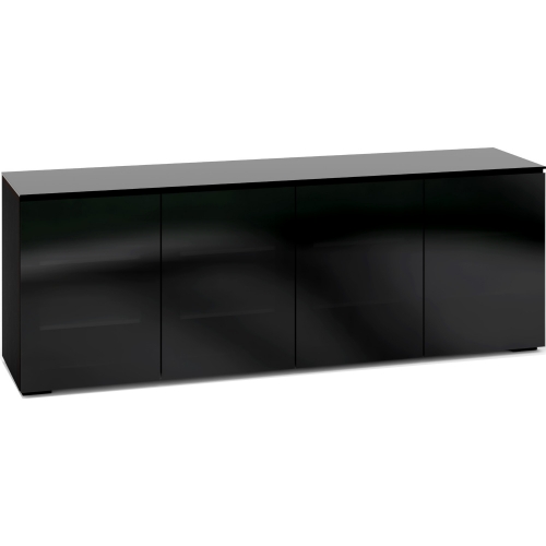 Oslo 347 85" TV Stand AV Cabinet in Black Oak w/ Smoked Black Glass Doors & Top